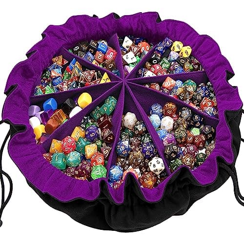 SIQUK Large Dice Bag with Pockets for RPG MTG Table Games