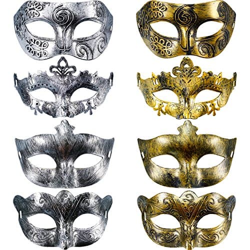 Hestya 8pcs Vintage Gold & Silver Masquerade Masks