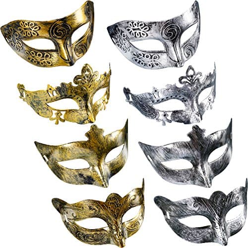 Hestya 8pcs Vintage Gold & Silver Masquerade Masks