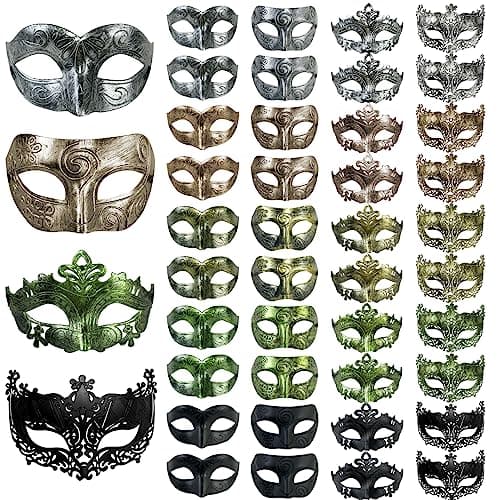 Lusy DM Vintage Antique Masquerade Masks 40 Pieces for Cosplay Carnivals Halloween
