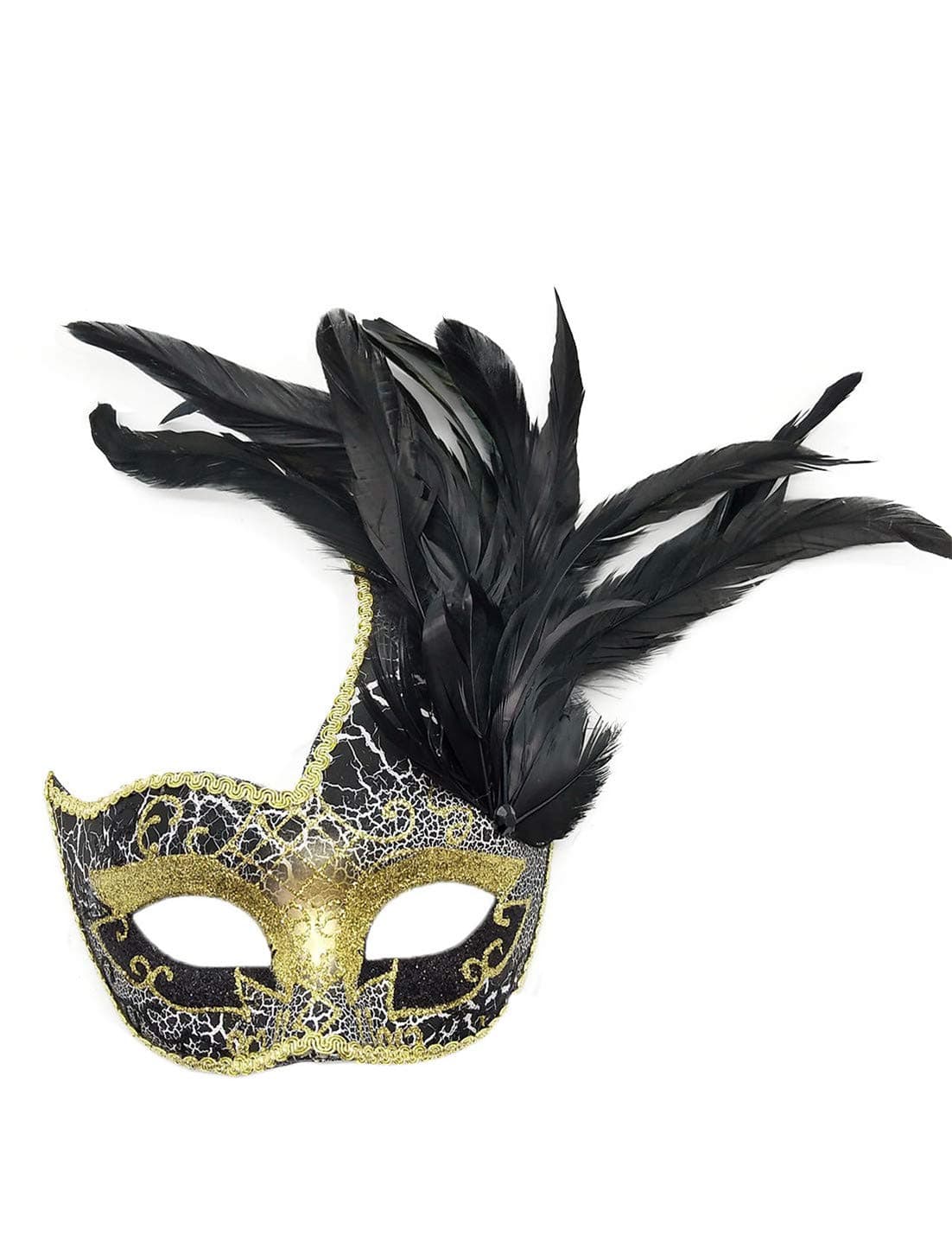 Awlsyj Women's Feather Masquerade Mask